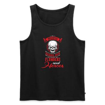 Plumbers need heroes - Men's Premium Organic Tank Top - black - Front - AI Model Male 178 light (178cm)