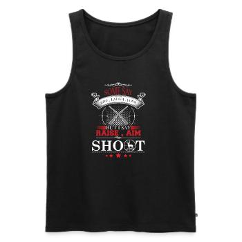 Raise Aim Shoot - Men's Premium Organic Tank Top - black - Front - AI Model Male 178 light (178cm)