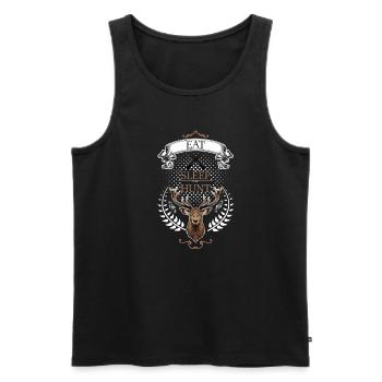Mange, dors, chasse! - Débardeur bio Premium Homme - noir - Devant - Michal (187cm)
