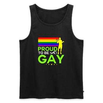 Fier d'être gay - Débardeur bio Premium Homme - noir - Devant - Michal (187cm)