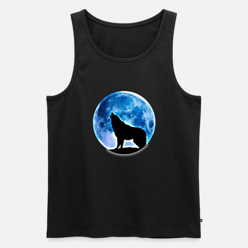 Wolf full moon - Men's Premium Organic Tank Top - black
