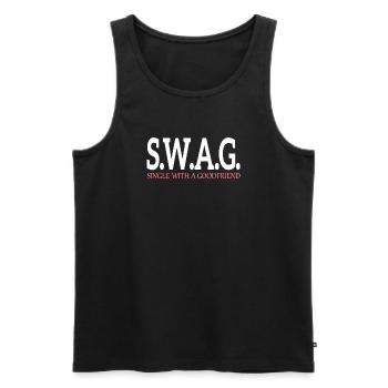 Swag - Single mit guten Freunden - Männer Premium Bio Tank Top - Schwarz - Vorne - AI Model Male 178 light (178cm)