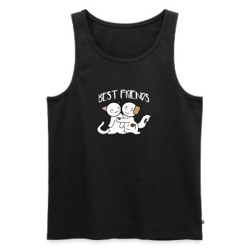 Best friends cats motive Puss cat kitten - Men's Premium Organic Tank Top - black - Front - AI Model Male 178 light (178cm)