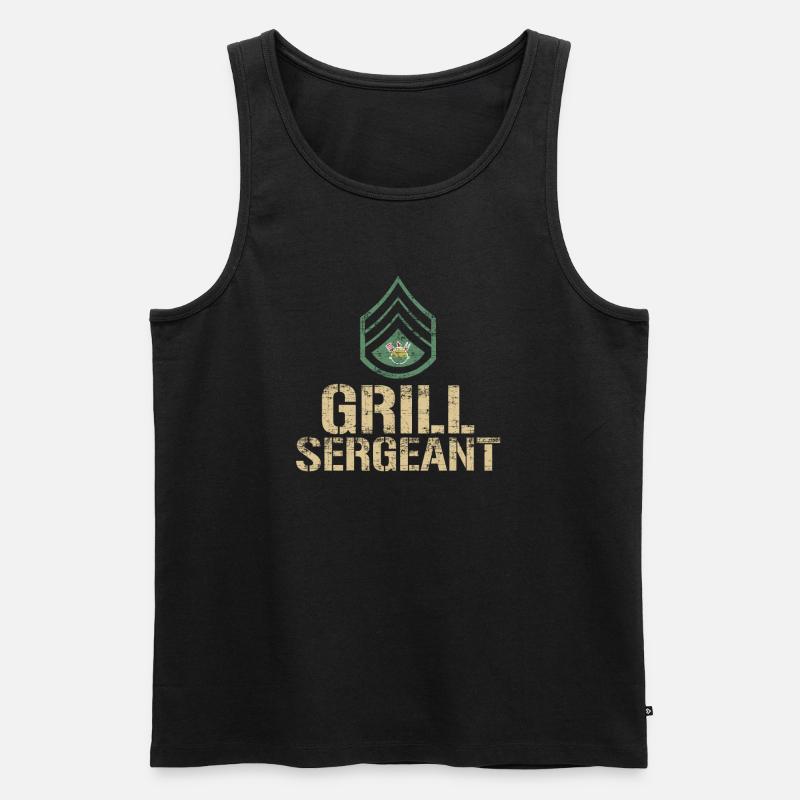 Lustiger Grill-Sergeant Grill Barbeque - Männer Premium Bio Tank Top - Schwarz