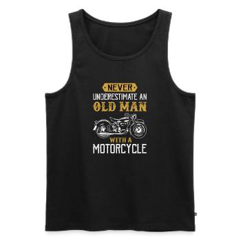 Ne jamais sous-estimer un vieil homme avec une moto - Débardeur bio Premium Homme - noir - Devant - Michal (187cm)