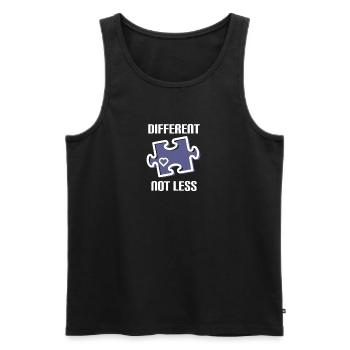 DIFFERENT - NOT LESS! AUTISMUS - Männer Premium Bio Tank Top - Schwarz - Vorne - AI Model Male 178 light (178cm)