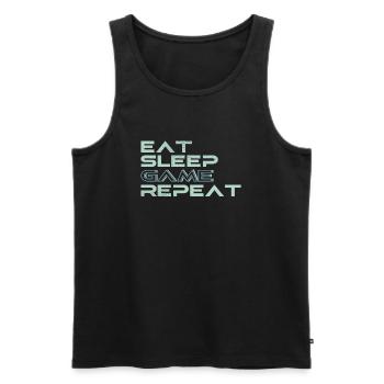 Eat Sleep Game Repeat Geschenk Gamer - Männer Premium Bio Tank Top - Schwarz - Vorne - AI Model Male 178 light (178cm)
