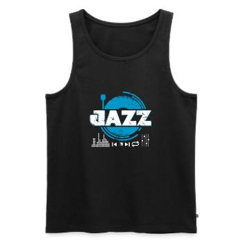 Jazz record player gift Christmas - Men's Premium Organic Tank Top - black - Front - Michal (187cm)