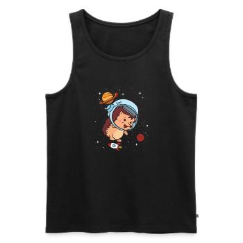 Hedgehog astronaut space galaxy space travel gift - Men's Premium Organic Tank Top - black - Front - Michal (187cm)