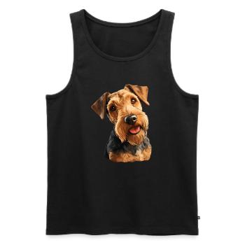 Welsh Terrier - Men's Premium Organic Tank Top - black - Front - AI Model Male 178 light (178cm)