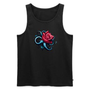 ROSE Tatoo - Männer Premium Bio Tank Top - Schwarz - Vorne - Michal (187cm)