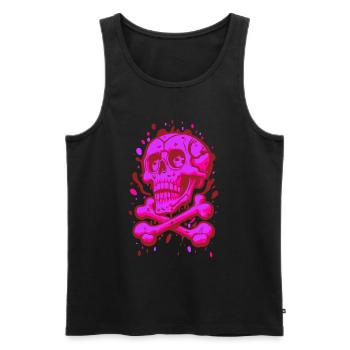 Graffiti Crâne de Pirate Rose - Débardeur bio Premium Homme - noir - Devant - Michal (187cm)