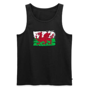 Drapeau du Pays de Galles drapeau paix Vintage - Débardeur bio Premium Homme - noir - Devant - AI Model Male 178 light (178cm)