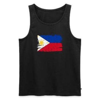Drapeau des Philippines drapeau paix Vintage - Débardeur bio Premium Homme - noir - Devant - AI Model Male 178 light (178cm)