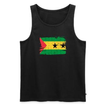 Sao Tomé-et-Príncipe Drapeau Drapeau Paix Vintage - Débardeur bio Premium Homme - noir - Devant - AI Model Male 178 light (178cm)