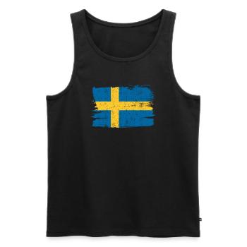 Sweden Flag Flag Peace Vintage - Men's Premium Organic Tank Top - black - Front - AI Model Male 178 light (178cm)