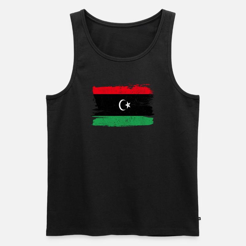 Drapeau de la Libye Drapeau de la paix Vintage - Débardeur bio Premium Homme - noir