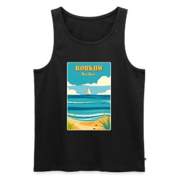 Borkum - Männer Premium Bio Tank Top - Schwarz - Vorne - AI Model Male 178 light (178cm)