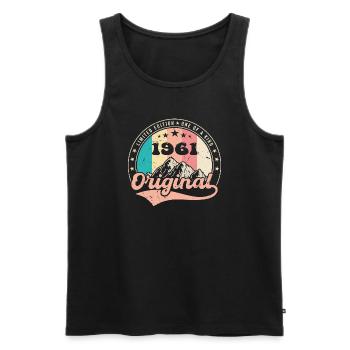 Geburtstagsgeschenk 1961 Frauen | Jahrgang 1961 - Männer Premium Bio Tank Top - Schwarz - Vorne - Michal (187cm)