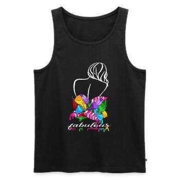 Frau mit Federn und Farbe, fabelhaft - Männer Premium Bio Tank Top - Schwarz - Vorne - Michal (187cm)