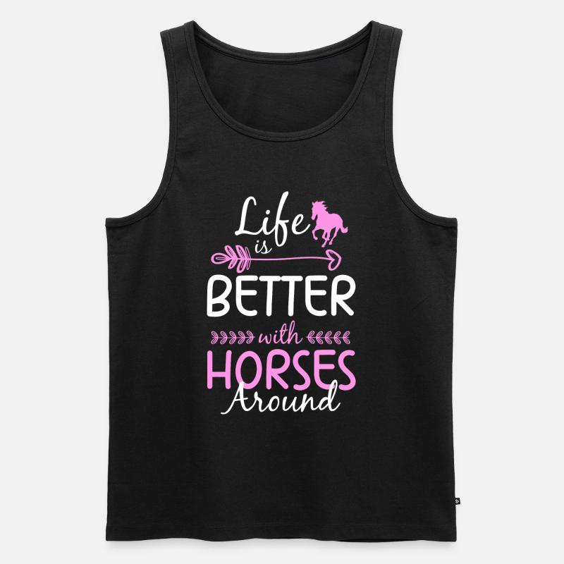 Pferde Pferdemädchen Pony - Männer Premium Bio Tank Top - Schwarz