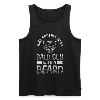 Coiffure Hommes Barbe Ironie - Débardeur bio Premium Homme - noir - Devant - Michal (187cm)