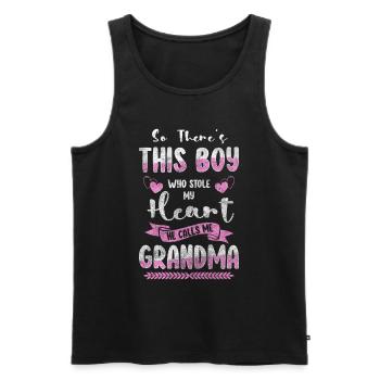 Grand-père Petit-enfant Famille élargie Enceinte - Débardeur bio Premium Homme - noir - Devant - Michal (187cm)