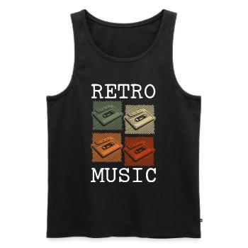 Cassette Rétro 80s Original - Débardeur bio Premium Homme - noir - Devant - Michal (187cm)