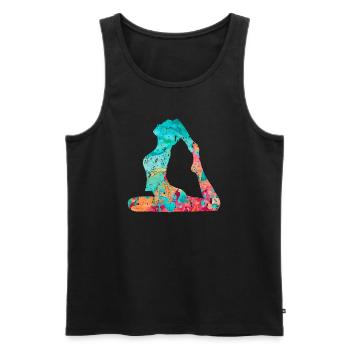 Yoga et Pilates dans PopArt - Débardeur bio Premium Homme - noir - Devant - Michal (187cm)