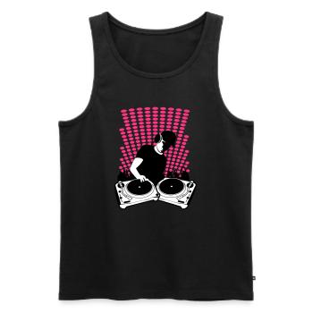 DJ mit Turntables - Männer Premium Bio Tank Top - Schwarz - Vorne - AI Model Male 178 light (178cm)