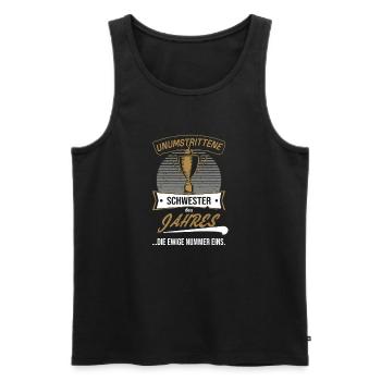 Sister of the Year Award Trophy for Sis - Men's Premium Organic Tank Top - black - Front - AI Model Male 178 light (178cm)