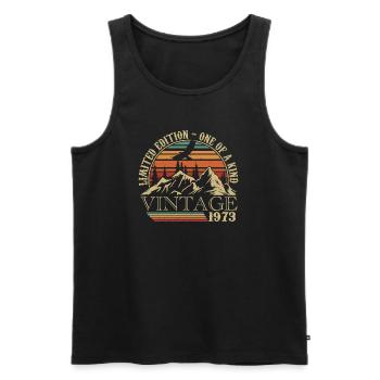 1973 Vintage Geburtstagsgeschenk 1973 Retro 1973 - Männer Premium Bio Tank Top - Schwarz - Vorne - Michal (187cm)