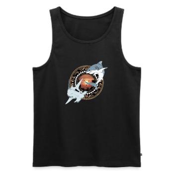 Hammerhai Weißer Hai Hawaiianisch - Männer Premium Bio Tank Top - Schwarz - Vorne - Michal (187cm)