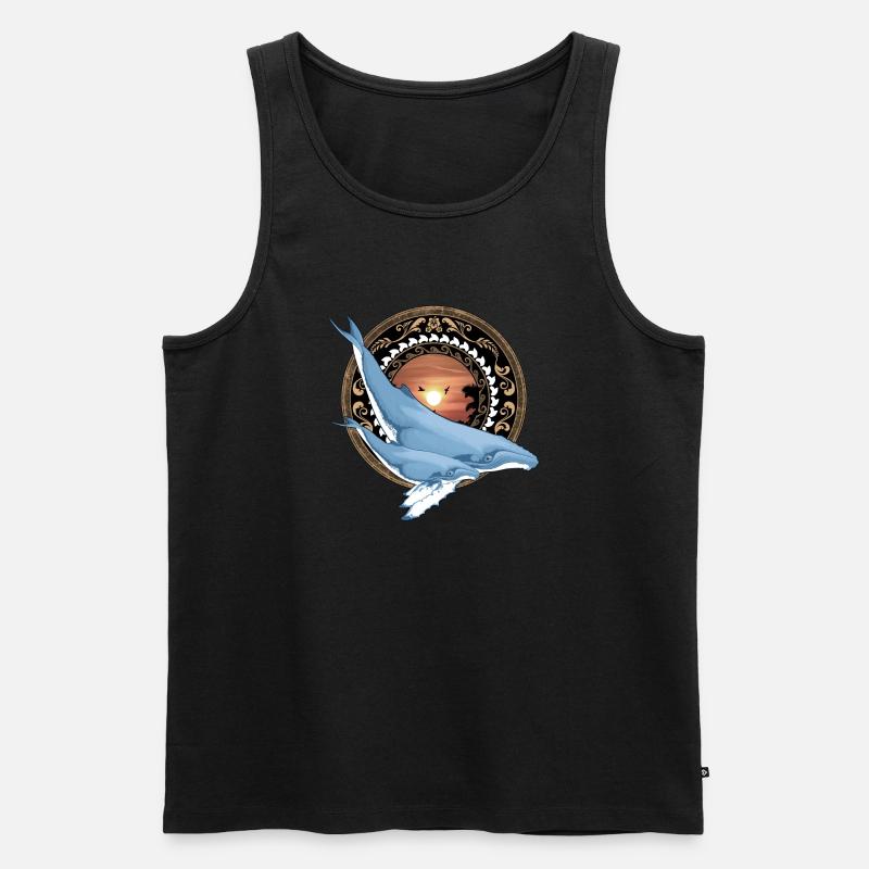 Buckelwal Hawaiianisch - Männer Premium Bio Tank Top - Schwarz