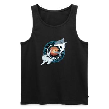 Hammerhai Weißer Hai Hawaiianisch - Männer Premium Bio Tank Top - Schwarz - Vorne - Michal (187cm)