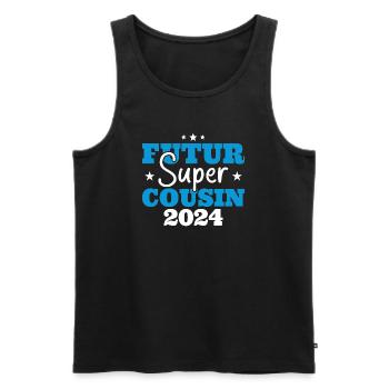 Futur super cousin 2024 cadeau humour anniversaire - Débardeur bio Premium Homme - noir - Devant - Michal (187cm)