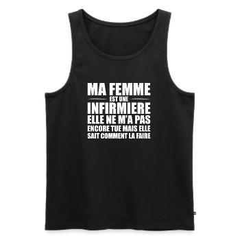 Ma Femme Est Infirmière Humour Marié Infirmiere - Débardeur bio Premium Homme - noir - Devant - Michal (187cm)