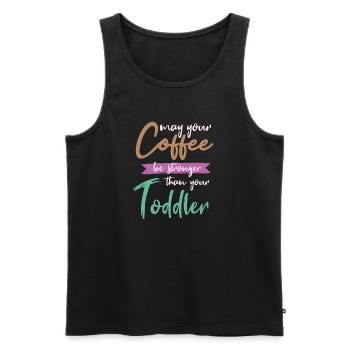 Möge Kaffee stärker als Baby sein - Männer Premium Bio Tank Top - Schwarz - Vorne - Michal (187cm)