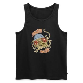 Spaghetti Monster - Lustig - Männer Premium Bio Tank Top - Schwarz - Vorne - Michal (187cm)