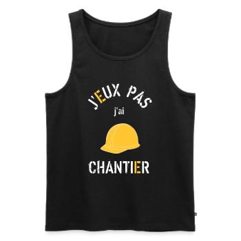 J Peux Pas j ai Chantier - Débardeur bio Premium Homme - noir - Devant - Michal (187cm)