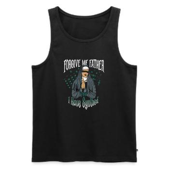 Vergib mir Vater - Techno Nonne - Männer Premium Bio Tank Top - Schwarz - Vorne - AI Model Male 178 light (178cm)