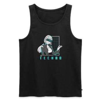 Techno Manga Anime Girl - Männer Premium Bio Tank Top - Schwarz - Vorne - AI Model Male 178 light (178cm)