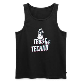 Trust the Techno Bunny - Männer Premium Bio Tank Top - Schwarz - Vorne - AI Model Male 178 light (178cm)