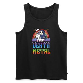 Death Metal & Einhorn Regenbogen - Männer Premium Bio Tank Top - Schwarz - Vorne - AI Model Male 178 light (178cm)