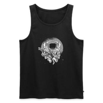 Astronaut fliegt mit Gitarre - Männer Premium Bio Tank Top - Schwarz - Vorne - Michal (187cm)