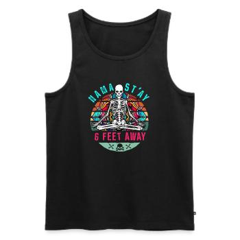 Yoga Namaste 6 Feet Away I Lustig Sarkastisch - Männer Premium Bio Tank Top - Schwarz - Vorne - Michal (187cm)
