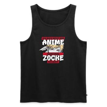 Nicht nur Anime, auch Zocker - Männer Premium Bio Tank Top - Schwarz - Vorne - Michal (187cm)