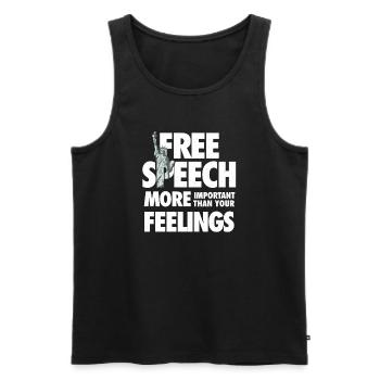 Redefreiheit ist wichtiger als Gefühle - Männer Premium Bio Tank Top - Schwarz - Vorne - Michal (187cm)