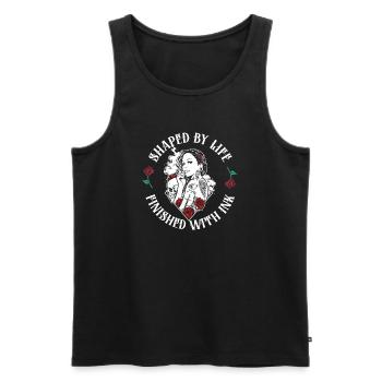 Vom Leben gezeichnet - Mit Tinte vollendet - Männer Premium Bio Tank Top - Schwarz - Vorne - Michal (187cm)