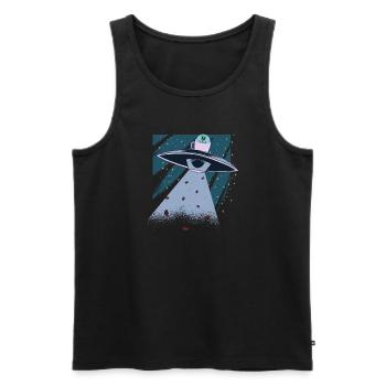 Alien, Ufo und Kaffee - Lustig - Männer Premium Bio Tank Top - Schwarz - Vorne - Michal (187cm)